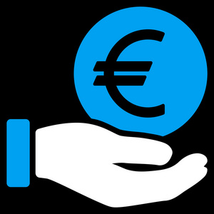 欧元硬币付款平面图标