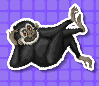 抓耳挠腮抓耳挠腮的黑长臂猿插画