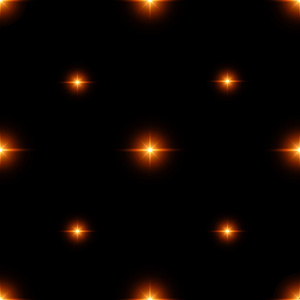 无缝模式的明亮的恒星。闪光的假象。橙色的火焰在黑色背景上。抽象背景。矢量图