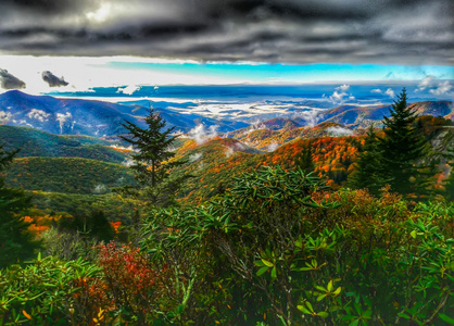 秋天的驱动器上 blue ridge 大道