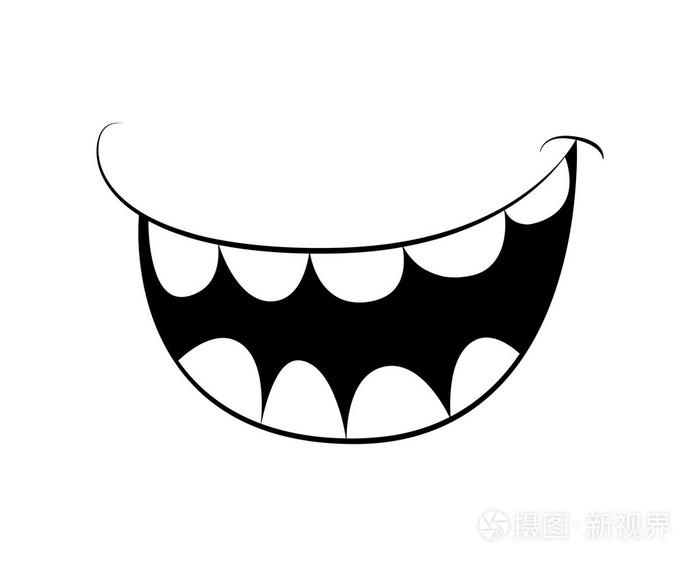 插画 概念,抽象 cartoon smile, mouth, lips with teeth.