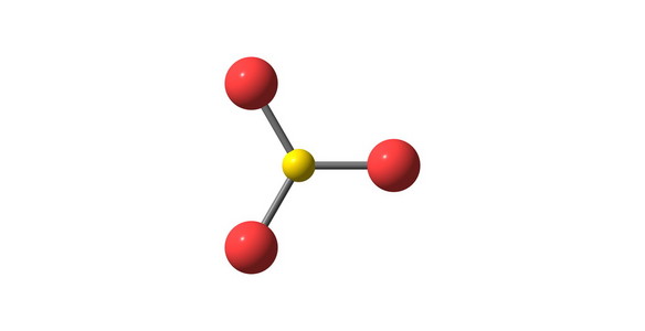 三氧化硫分子的结构，在白色背景上