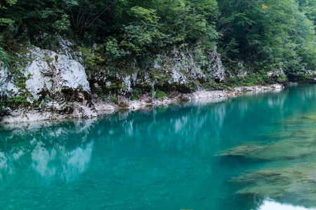 有蓝色透明水的河流