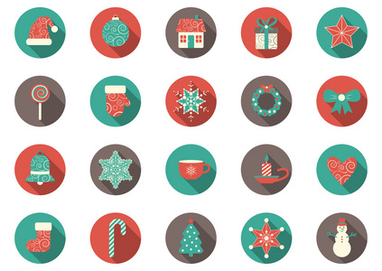 向量集的二十多彩圣诞节图标