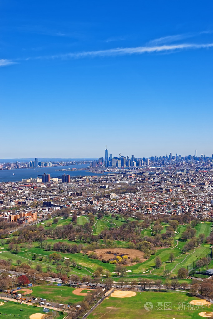 在布鲁克林区展望公园鸟瞰图