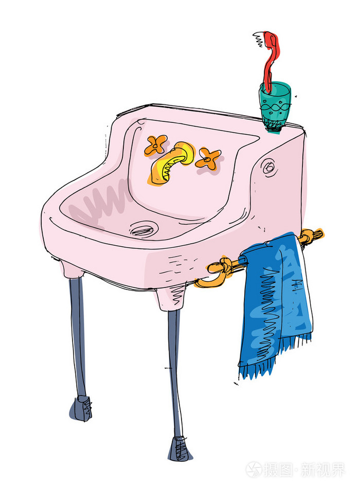 老式的洗手盆插画-正版商用图片1kle5c-摄图新视界