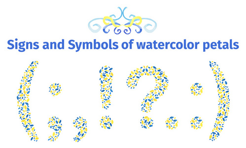 水彩花瓣的标志和符号