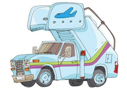 云梯机场云梯车-卡通照片