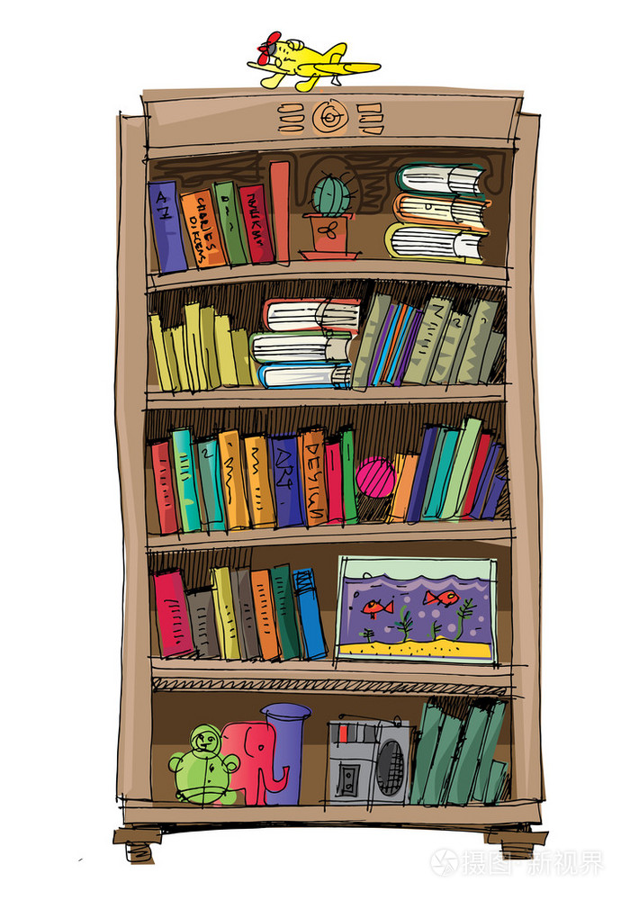 书柜室内卡通
