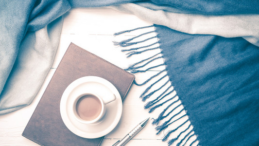咖啡和围巾背景复古风格