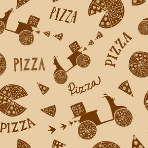 手工绘制的披萨无缝背景