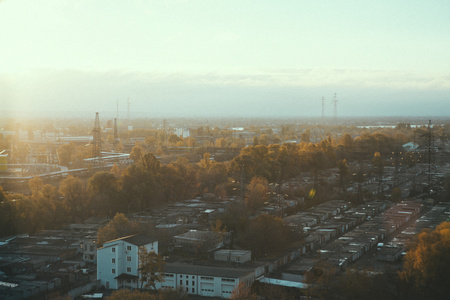 秋天从高处看基辅工业城市