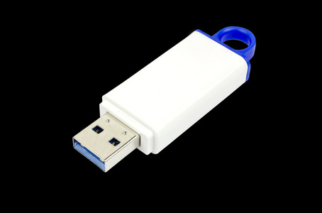 usb 闪存驱动器 3.0 在黑色背景下，剪切路径