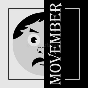 movember留着胡子的男人的头