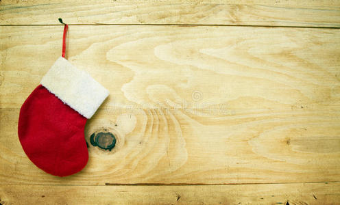 木制背景上的圣诞装饰