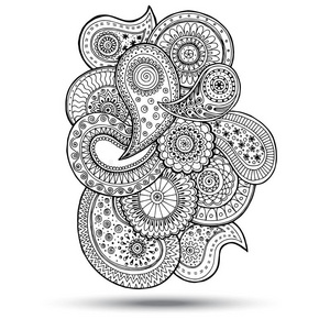 henna paisley mehndi涂鸦设计元素。