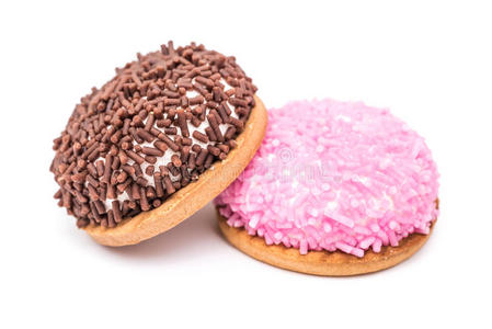 棉花糖曲奇配粉红色和巧克力