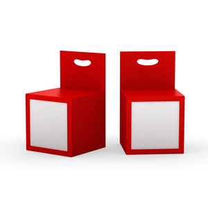 红纸包装盒与前台窗口和衣架，裁剪 p