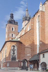 波兰克拉科夫，Plac Mariacki 广场 st 玛丽还是老城区中午