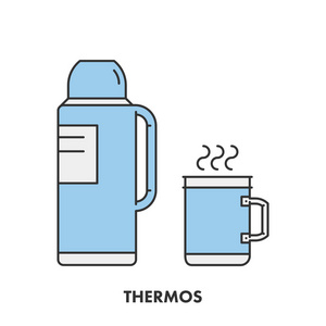 颜色线图标热水瓶