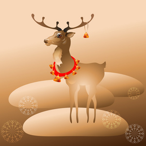 矢量图的挂着的铃铛圣诞驯鹿