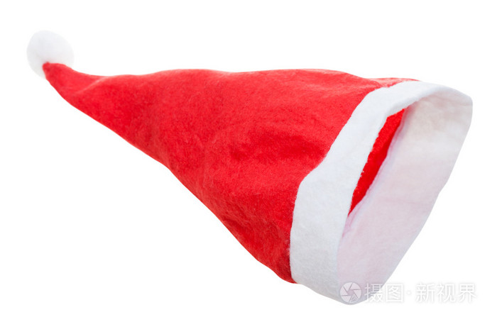 空红毡的圣诞老人帽子上白色孤立