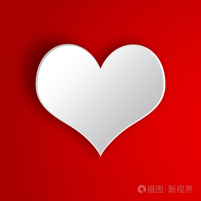 红色背景上的白心的插图