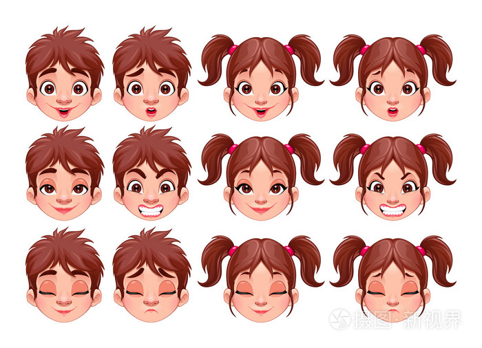 男孩和女孩的不同表情