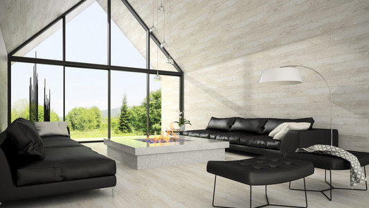 室内的现代设计客厅 3d 渲染 6