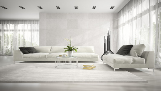 内部的白色沙发 3d 渲染的现代房