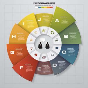信息图表设计模板和业务概念与 10 选项 零件 步骤或过程