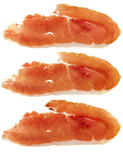 意大利熏火腿熏猪肉火腿火腿孤立在白色背景上