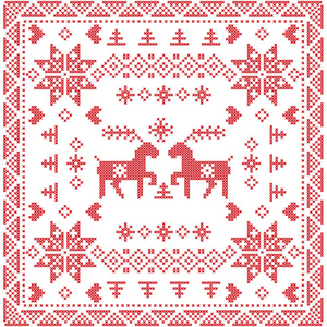 斯堪的纳维亚风格北欧冬季针织无缝帕特