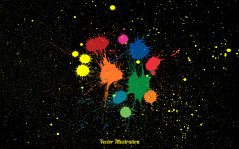 色彩鲜艳的泼墨设计泼墨画边框抽象彩色背景墨西哥风格设计元素cmyk