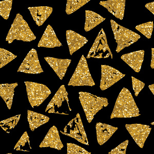 三角形与金色闪光纹理的无缝模式