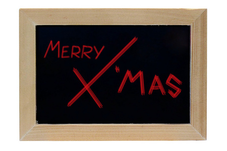 快乐圣诞木相框隔离白色背景