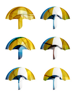 集抽象伞图标 业务标识保护概念 清洁的现代几何设计