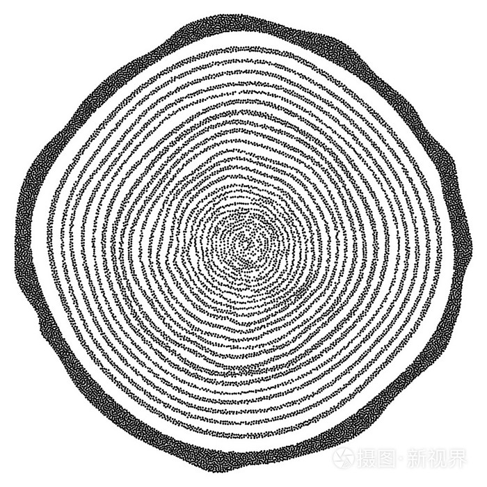 dotwork半色调矢量树木年轮