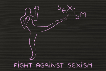 踢和拳击反对性别歧视的人