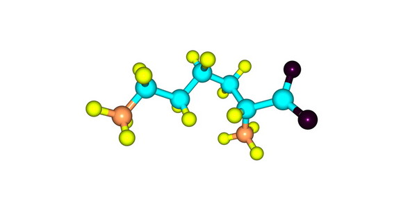 赖氨酸分子结构上白色孤立
