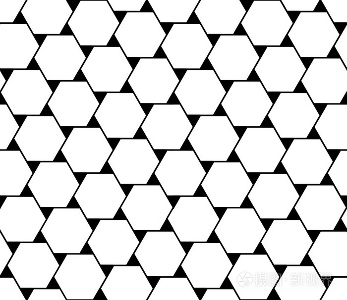 矢量现代无缝几何图案六边形黑白