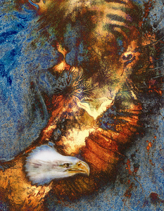 老鹰在抽象的背景下，现货的结构与颜色的幅美丽的画