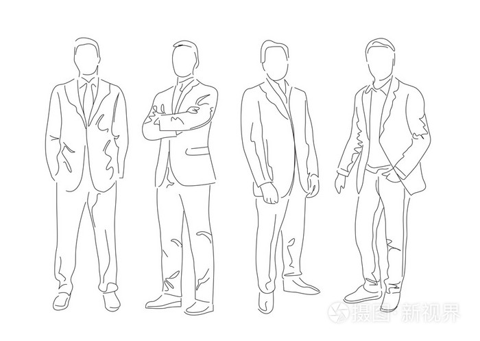 集团的男子,穿着西服插画-正版商用图片1koqdc-摄图新视界