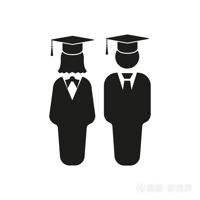 学生男孩和女孩的图标.学校, 学院, 大学, 教育符号.单位
