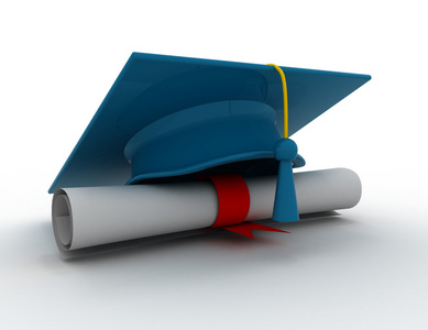 毕业帽与 diploma.3d 图