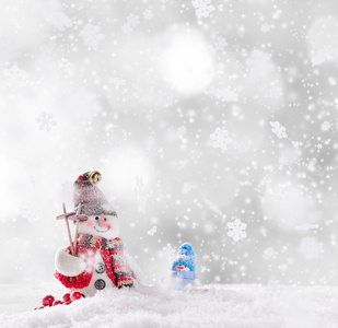 圣诞背景与雪人