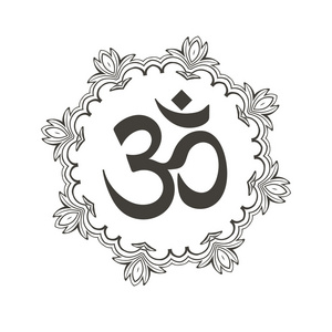 排灯节 om 符号与曼陀罗照片