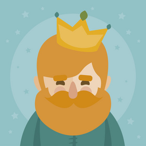 国王卡斯帕.在一个繁星满天的向量化的脸.东方三博士 插画