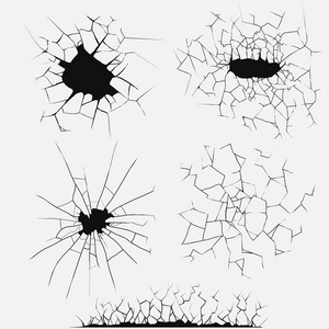 裂缝套，破碎的玻璃矢量