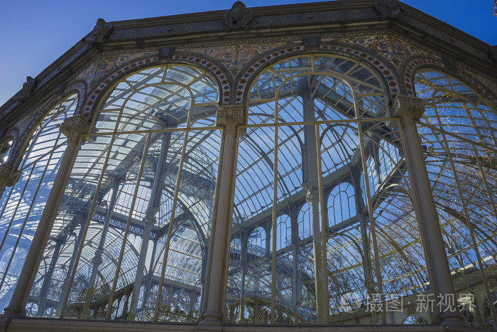 水晶宫殿在丽池公园马德里,西班牙